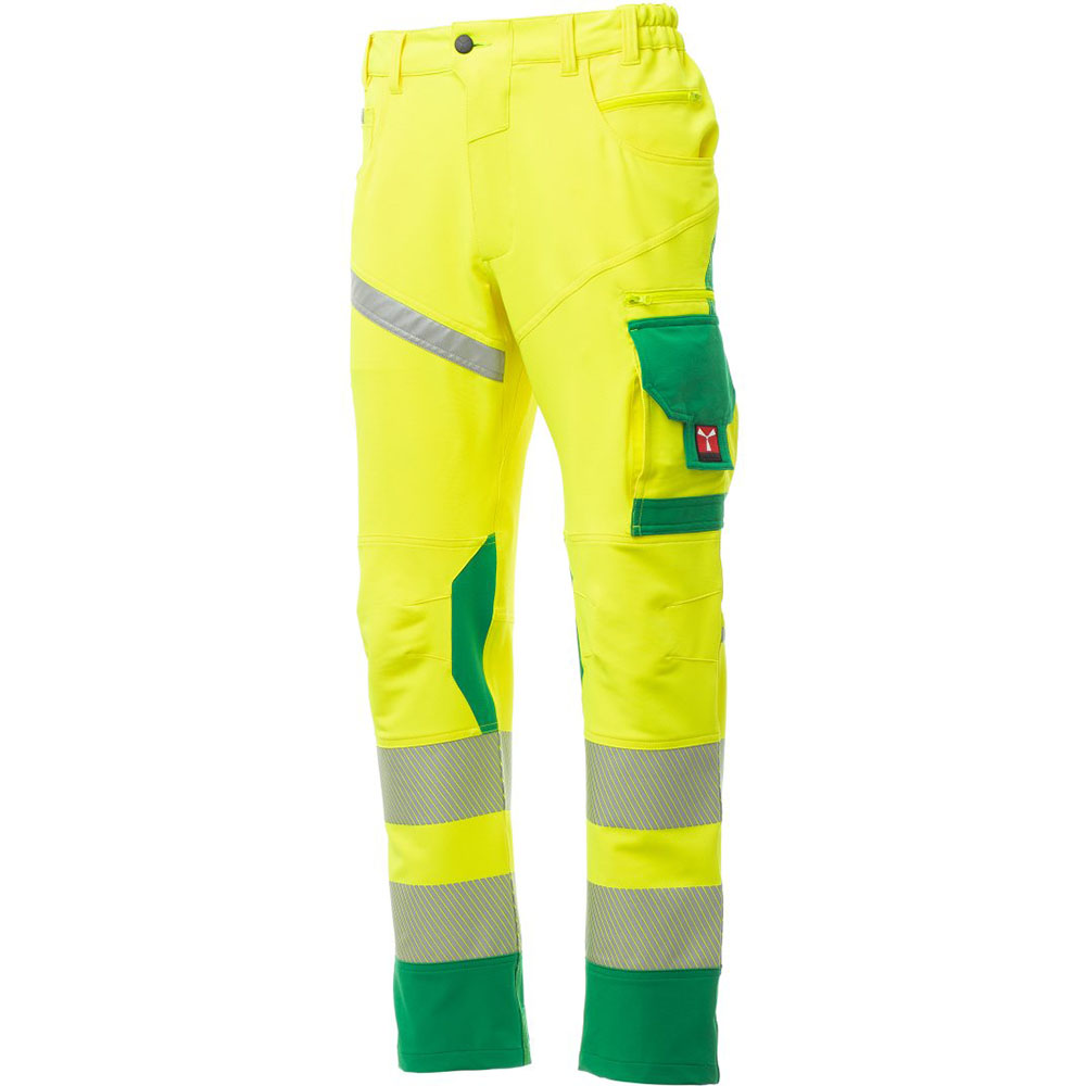 Warnschutz Arbeitshose NEXT 4W HI-VI Fluogelb grün.jpg Warnschutz Arbeitshose NEXT 4W HI-VI